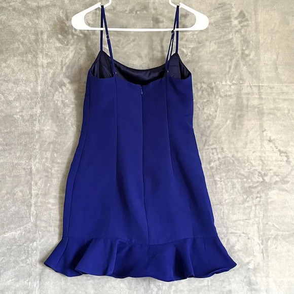 NEW! Lovers Friends Teddy Mini Dress Size S Blue Spaghetti Straps Ruffle Party - Picture 6 of 14